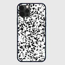 Чехол для iPhone 12 Pro Max Пятнистый чёрно-белый паттерн, цвет: 3D-черный