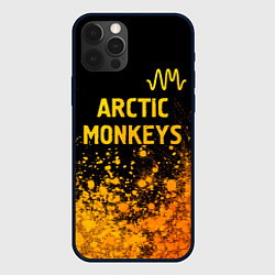 Чехол для iPhone 12 Pro Max Arctic Monkeys - gold gradient: символ сверху, цвет: 3D-черный