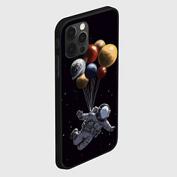 Чехол для iPhone 12 Pro Max Космонавт с шариками в космосе, цвет: 3D-черный — фото 2