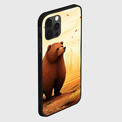 Чехол для iPhone 12 Pro Max Мишка в осеннем лесу фолк-арт, цвет: 3D-черный — фото 2