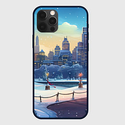 Чехол для iPhone 12 Pro Max Зимний большой город, цвет: 3D-черный