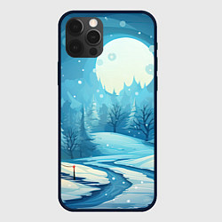 Чехол для iPhone 12 Pro Max Новогодний пейзаж природа, цвет: 3D-черный