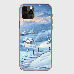 Чехол iPhone 12 Pro Max Новогодний дворик со снеговиком