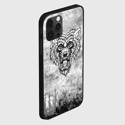 Чехол iPhone 12 Pro Max Texture - Злой волк / 3D-Черный – фото 2