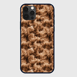 Чехол для iPhone 12 Pro Max Меховой паттерн коричневый, цвет: 3D-черный