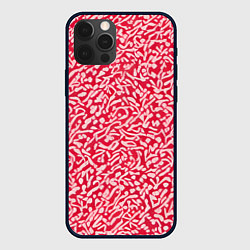 Чехол для iPhone 12 Pro Max Белые узоры на красном фоне, цвет: 3D-черный