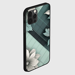 Чехол для iPhone 12 Pro Max Мятная клетка и цветы, цвет: 3D-черный — фото 2