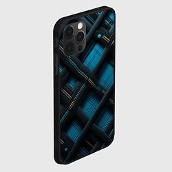 Чехол для iPhone 12 Pro Max Тёмно-синяя диагональная клетка, цвет: 3D-черный — фото 2