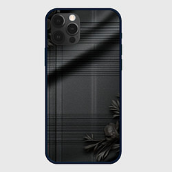 Чехол для iPhone 12 Pro Max Серо-черная шотландская клетка и цветы, цвет: 3D-черный