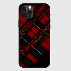 Чехол для iPhone 12 Pro Max Тёмно-красная диагональная клетка, цвет: 3D-черный