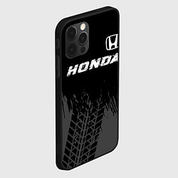 Чехол для iPhone 12 Pro Max Honda speed на темном фоне со следами шин посереди, цвет: 3D-черный — фото 2