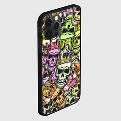 Чехол для iPhone 12 Pro Max Разноцветные черепа с короной паттерн, цвет: 3D-черный — фото 2