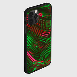 Чехол для iPhone 12 Pro Max Волнистые линии зелёные и красные, цвет: 3D-черный — фото 2