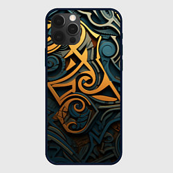 Чехол для iPhone 12 Pro Max Абстрактный узор в викингском стиле, цвет: 3D-черный