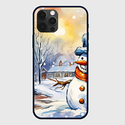 Чехол для iPhone 12 Pro Max Снеговик новый год, цвет: 3D-черный