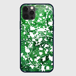 Чехол для iPhone 12 Pro Max Абстракция - круги на зелёном, цвет: 3D-черный