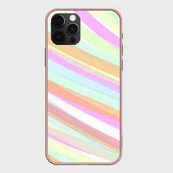 Чехол для iPhone 12 Pro Max Бледные полосы розово-зелёный, цвет: 3D-светло-розовый