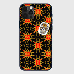 Чехол для iPhone 12 Pro Max Радужный цветочный череп, цвет: 3D-черный