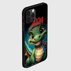 Чехол для iPhone 12 Pro Max 2024 Зеленый дракон новый год, цвет: 3D-черный — фото 2
