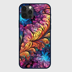 Чехол для iPhone 12 Pro Max Витиеватый разноцветный абстрактный узор, цвет: 3D-черный