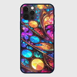 Чехол для iPhone 12 Pro Max Яркий абстрактный фрактальный узор, цвет: 3D-черный