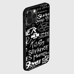 Чехол для iPhone 12 Pro Max Логотипы рок групп металические, цвет: 3D-черный — фото 2