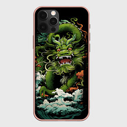 Чехол для iPhone 12 Pro Max Зеленый дракон символ года, цвет: 3D-светло-розовый