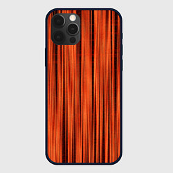 Чехол для iPhone 12 Pro Max Абстрактные полосы красно-оранжевый, цвет: 3D-черный