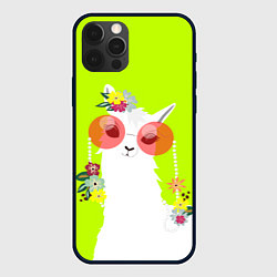 Чехол для iPhone 12 Pro Max Лама - альпака в розовых очках, цвет: 3D-черный