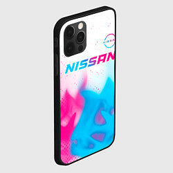 Чехол для iPhone 12 Pro Max Nissan neon gradient style посередине, цвет: 3D-черный — фото 2