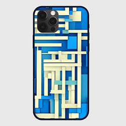 Чехол для iPhone 12 Pro Max Полосы на синем фоне, цвет: 3D-черный