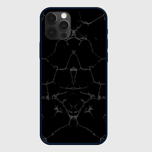 Чехол iPhone 12 Pro Max Чёрные трещины / 3D-Черный – фото 1