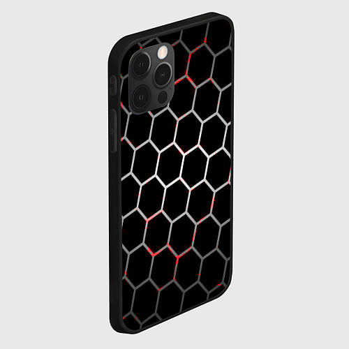 Чехол iPhone 12 Pro Max Шестиугольник пчелиный улей / 3D-Черный – фото 2