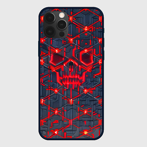 Чехол iPhone 12 Pro Max Красная неоновая сеть / 3D-Черный – фото 1