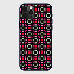 Чехол для iPhone 12 Pro Max Красно-черный зеленый геометрический узор, цвет: 3D-черный