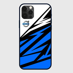 Чехол для iPhone 12 Pro Max Volvo - white and blue, цвет: 3D-черный