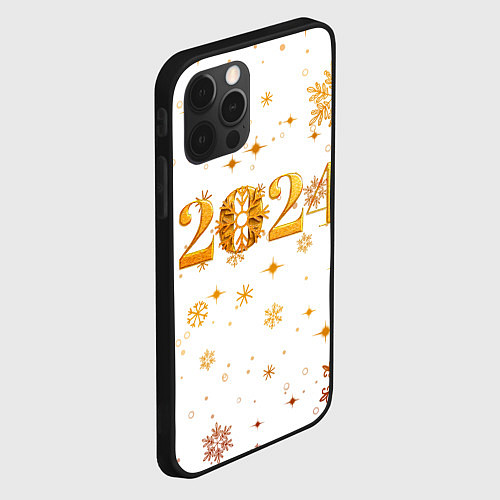 Чехол iPhone 12 Pro Max Новый 2024 год - золотой / 3D-Черный – фото 2