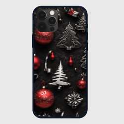 Чехол для iPhone 12 Pro Max Новогодние игрушки елочные, цвет: 3D-черный