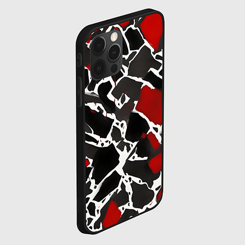 Чехол iPhone 12 Pro Max Кляксы чёрные и красные / 3D-Черный – фото 2