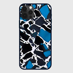 Чехол для iPhone 12 Pro Max Кляксы чёрные и синие, цвет: 3D-черный