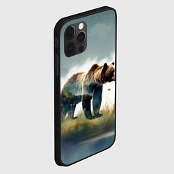 Чехол для iPhone 12 Pro Max Минималистичный пейзаж с медведем акварель, цвет: 3D-черный — фото 2