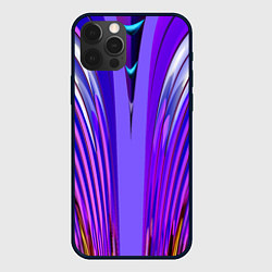 Чехол для iPhone 12 Pro Max Фиолетовые линии и полосы, цвет: 3D-черный