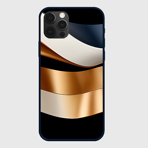 Чехол iPhone 12 Pro Max Золотистые вставки абстракции / 3D-Черный – фото 1