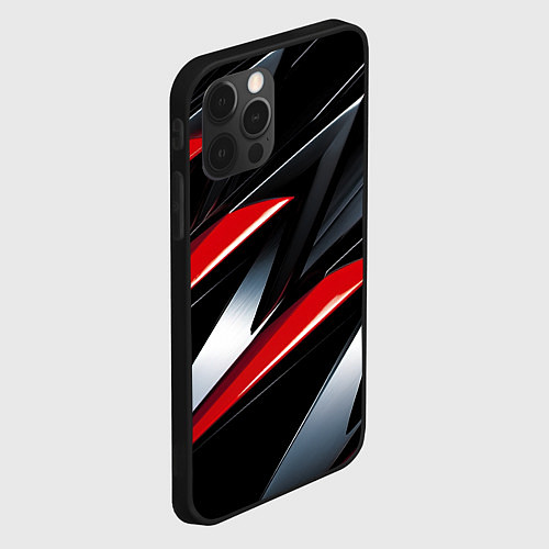 Чехол iPhone 12 Pro Max Red black abstract / 3D-Черный – фото 2