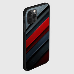 Чехол для iPhone 12 Pro Max Красные вставки на металлическом фоне, цвет: 3D-черный — фото 2