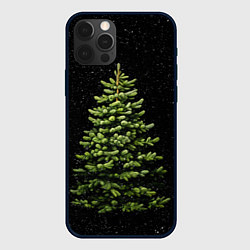 Чехол для iPhone 12 Pro Max Ель на темном фоне, цвет: 3D-черный