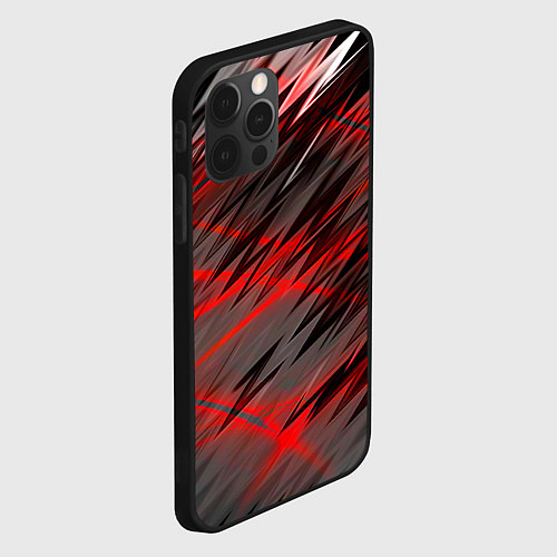 Чехол iPhone 12 Pro Max Красные полосы надрезы / 3D-Черный – фото 2