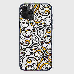 Чехол для iPhone 12 Pro Max Жёлтый кружевной узор, цвет: 3D-черный