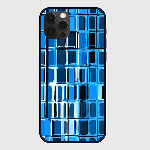 Чехол iPhone 12 Pro Max Синие прямоугольники / 3D-Черный – фото 1