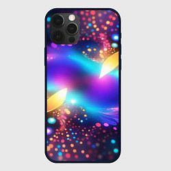 Чехол для iPhone 12 Pro Max Абстрактный розово синий фрактал, цвет: 3D-черный